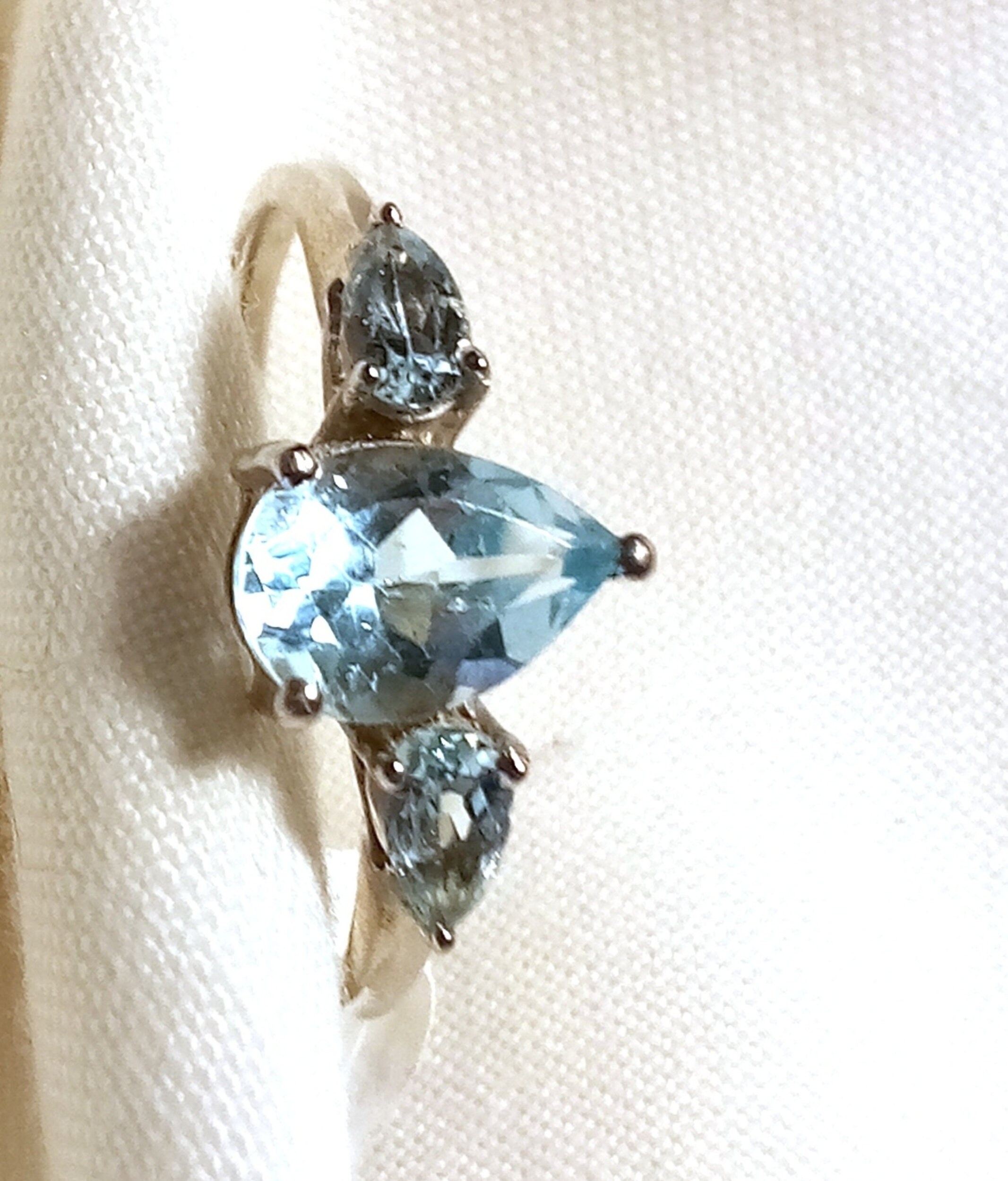 BIRTHSTONE AQUAMARINE Ring aquamarine 3 side stones Sterling Etsy