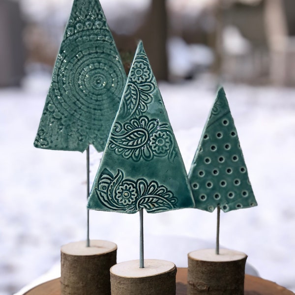 Ceramic Trees on birch tree base