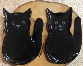 Handmade ceramic cat spoon rest