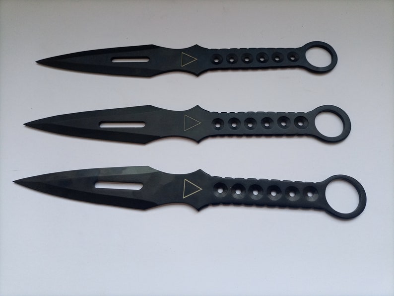 Custom Handmade Throwing Knife Set With Leather Sheath Etsy