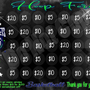 C'est vous qui choisissez les montants - Cartes de collecte de fonds à gratter à télécharger - Pom-pom girls - Gymnaste - Danse - Football - Basket-ball