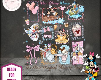 Disney World Magical Collage DTF Transfer | Pastel Disney Vacation Shirt Transfer | Retro | Trendy | Coquette | Most Magical Place on Earth