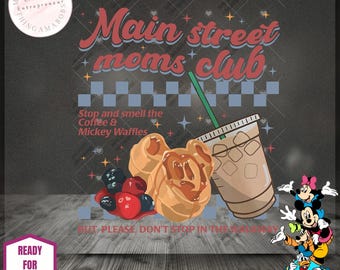 Theme Park Moms Club DTF Transfer | Coffee & Waffles Ready to Press Transfer | Cute Vacation Mom Heat Transfer for Shirt