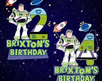 Buzz Lightyear Birthday Shirt PNG – Personalized Toy Story Birthday Design – Custom Name & Age – Digital Design