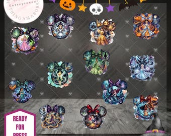 Dark Princess Mouse Ear | Princess Halloween | Ready to Press | Hallowen DTF | Halloween Princess