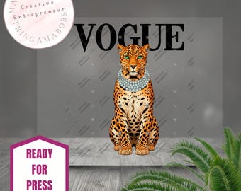 Fashion Leopard DTF Transfer – High Fashion Big Cat Shirt Print, Ready to Press, Boho Glam DTF