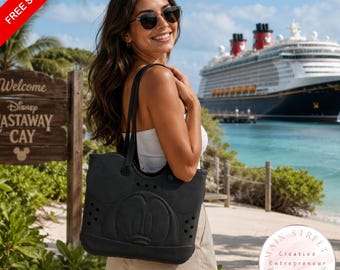 Disney Inspired Mouse Tote Bag – Large & Small EVA Beach Bag | Waterproof Travel Tote | Charm Compatible Carryall | Disney Bag | Bogg Bag
