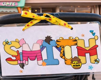 Custom Disney Inspired Stroller Name Tag | Personalized Baby Stroller Sign | Theme Park Stroller Tag | Printable PNG or Laminated Tag