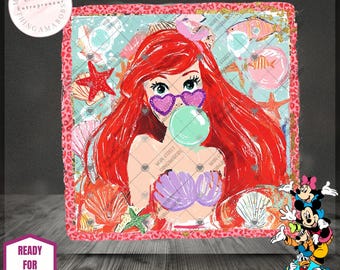 Mermaid DTF Transfer, Ocean Princess Heat Transfer, Ready to Press Transfer, Beach Girl Shirt Design, Sea Life Graphic