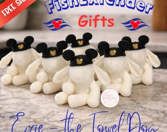 DCL Cruise Towel Dog Fish Extender Gift | 3D Printed Evie the Towel Dog | Cruise Cabin Gift | Keychain | Magnet | Evie the Towel Dog