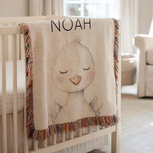 Personalized Goose Baby Blanket, Farm Animal Crib Throw with Name, Goose Nursery Decor, Custom Baby Shower Gift, Baby Blanket Goose Design