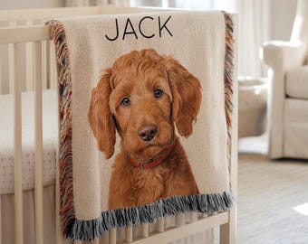 Personalisierte Goldendoodle Babydecke, Name Goldendoodle werfen mit Datum, niedliches Hundeliebhaber Geschenk, Babypartygeschenk für Hundefamilie