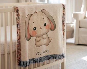 森の動物たちベビーブランケット：ミンキーフリースまたはシェルパ