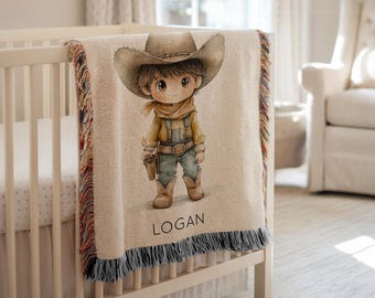 Manta personalizada de vaquero para bebé, manta de guardería personalizada de rodeo occidental con nombre, regalo campestre para baby shower para niños