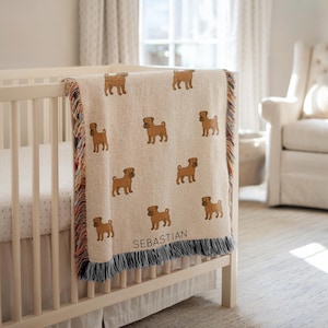 Personalized Bullmastiff Dog Baby Blanket, Custom Name Dog Breed Nursery Throw, Baby Shower Gift, Bullmastiff Lover Kids Room Decor