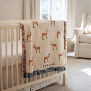 Personalized Springbok Baby Blanket, Custom Name Safari Animal Nursery Throw, Baby Shower Gift, Springbok Lover Kids Room Decor for Boy Girl