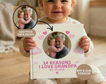 Personalized Storybook for Grandpa, Custom 14 Reasons I love Grandpa Book from Granddaughter, New Grandpa Gift, Father's Day Gift Grandpa