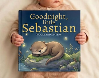 Personalized Otter Bedtime Story Book, Custom Little Otter Book, Woodland Nursery Decor Gift, Otter Theme Baby Keepsake, Baby Shower Gift