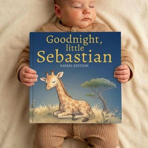 Personalized Giraffe Bedtime Story Book, Custom Safari Giraffe Book with Name, Jungle Nursery Keepsake Gift, Baby Shower Giraffe Safari Gift