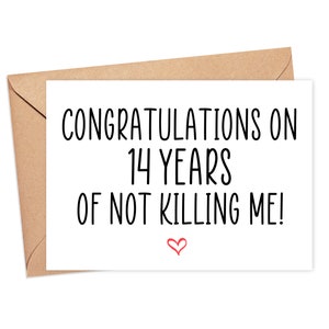 Funny 14th Anniversary Card For Husband, 14 Year Anniversary Gift Husband, 14th Anniversary Card, 14 Years Together Boyfriend Girlfriend