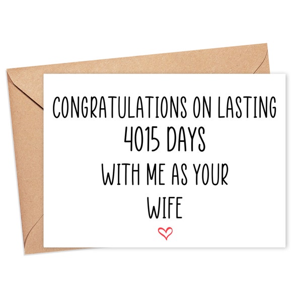 11th Anniversary Card For Husband, 11 Year Anniversary Card For Him, 11 Years Married Card, 11 Years Together Card, 4015 Days Married Card