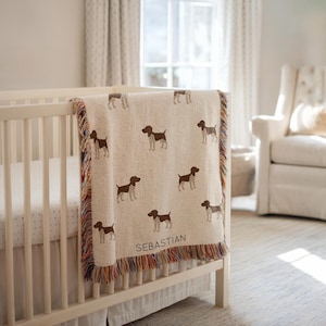 Couverture personnalisée allemande à poil court, jeté de chiot avec nom personnalisé pour garçons ou filles, décoration de chambre d&#39;enfant pour les amoureux des chiens, cadeau de baby shower