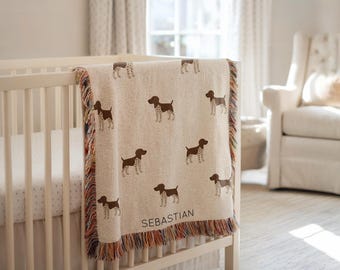 Couverture personnalisée allemande à poil court, jeté de chiot avec nom personnalisé pour garçons ou filles, décoration de chambre d'enfant pour les amoureux des chiens, cadeau de baby shower