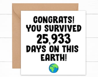 71st Birthday Card, Funny 71st Birthday Card, Congratulations Card, Happy 71st Birthday Card, Card For 71 Year Old, 71st Birthday Gift