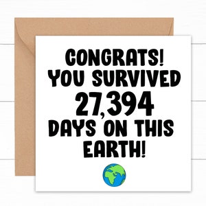 75th Birthday Card, Funny 75th Birthday Card, Congratulations Card, Happy 75th Birthday Card, Card For 75 Year Old, 75th Birthday Gift