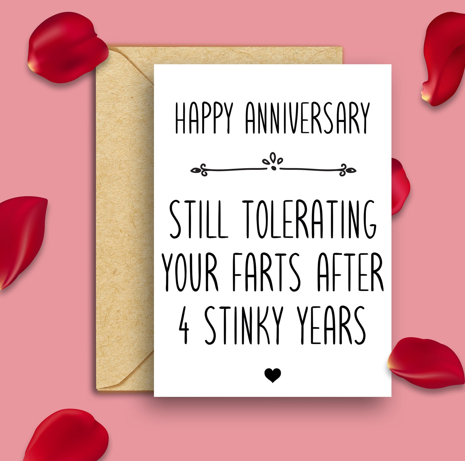 Funny 4th Anniversary Card Funny 4 Years Anniversary Card Etsy