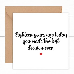 18th Anniversary Card For Husband, Funny 18 Year Anniversary Card, Cute 18th Anniversary Card, 18 Years Together Card, 18 Years Married Card