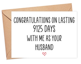 25th Anniversary Card For Wife, 25 Year Anniversary Card For Her, 25 Years Together Card Wife, Funny 25th Anniversary Gift