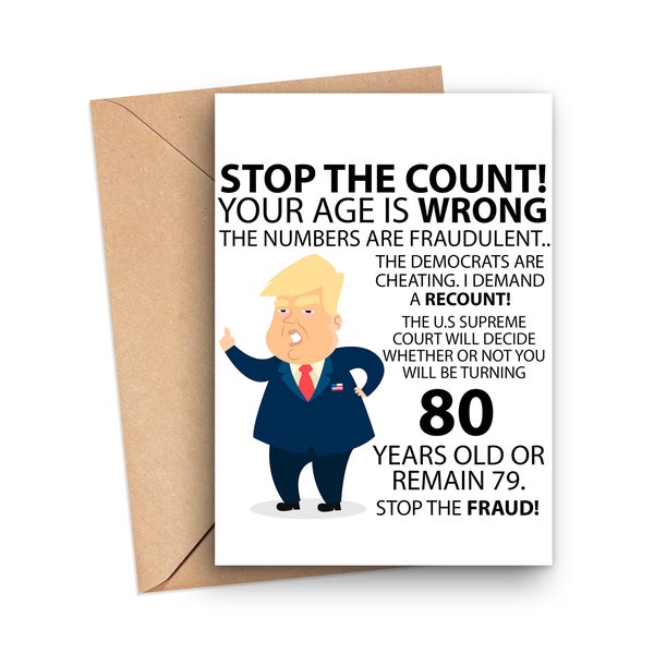 Funny 80th Birthday Card, Funny Trump 80th Birthday Card, Hilarious 80 Years Old Birthday Card, Funny Trump Birthday Card 2020 Elections