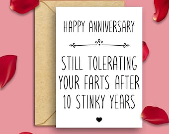Funny 10th Anniversary Card, Funny 10 Years Anniversary Card, 10th Anniversary, 10 Years Married Together, 10th Anniversary Card For Husband