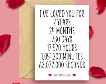 2nd Anniversary Card, 2 Year Anniversary Card, 2 Years Married Card, 2 Years Of Marriage Card, 2 Years Together, 2nd Anniversary Card Him