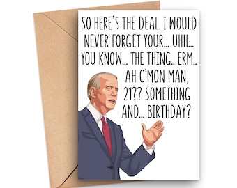 Funny 21st Birthday Card, Funny Joe Biden Birthday Card For 21 Year Old, 21st Birthday Gift, 21st Birthday Card,Biden Forgets His Words Card