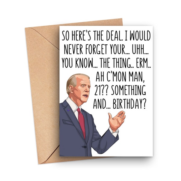 Funny 21st Birthday Card, Funny Joe Biden Birthday Card For 21 Year Old, 21st Birthday Gift, 21st Birthday Card,Biden Forgets His Words Card