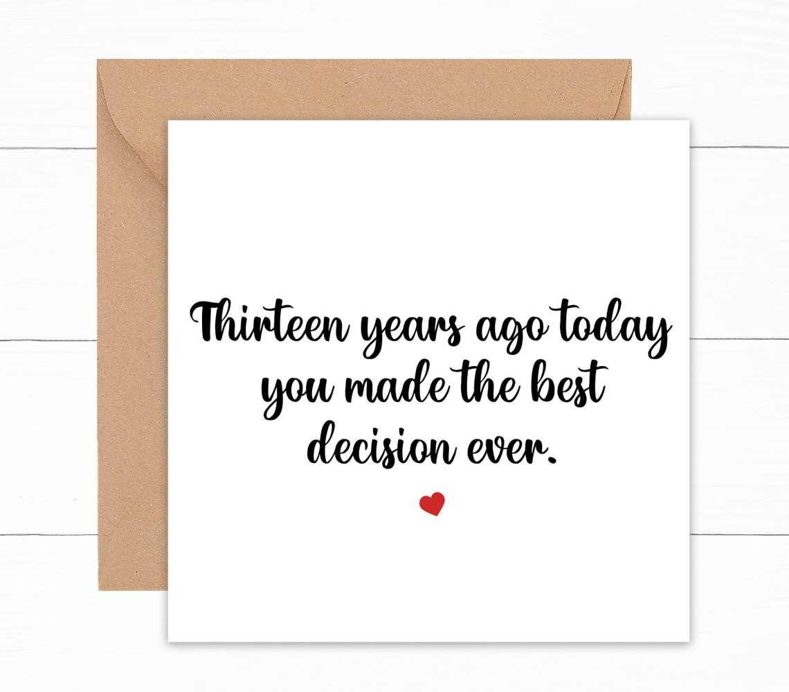 13th Anniversary Card for Husband Funny 13 Year Anniversary Etsy