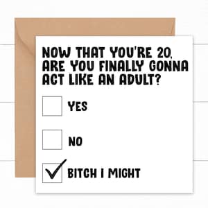 Funny 20th Birthday Card, 20 Year Old Birthday Card, Card For 20th Birthday, Funny Card For 20th Birthday, Hilarious Meme Birthday Card