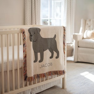 Personalized Cane Corso Baby Blanket, Custom Name Dog Lover Throw for Nursery, Cute Puppy Baby Gift, Newborn Dog Blanket Idea