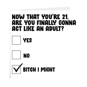 Funny 21st Birthday Card, 21 Year Old Birthday Card, Card For 21st Birthday, Funny Card For 21st Birthday, Hilarious Meme Birthday Card image 2