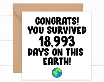52nd Birthday Card, Funny 52nd Birthday Card, Congratulations Card, Happy 52nd Birthday Card, Card For 52 Year Old, 52nd Birthday Gift