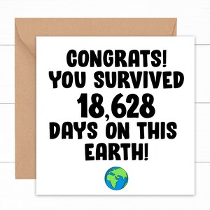 51st Birthday Card, Funny 51st Birthday Card, Congratulations Card, Happy 51st Birthday Card, Card For 51 Year Old, 51st Birthday Gift