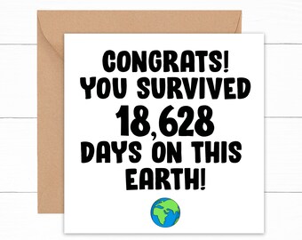 51st Birthday Card, Funny 51st Birthday Card, Congratulations Card, Happy 51st Birthday Card, Card For 51 Year Old, 51st Birthday Gift