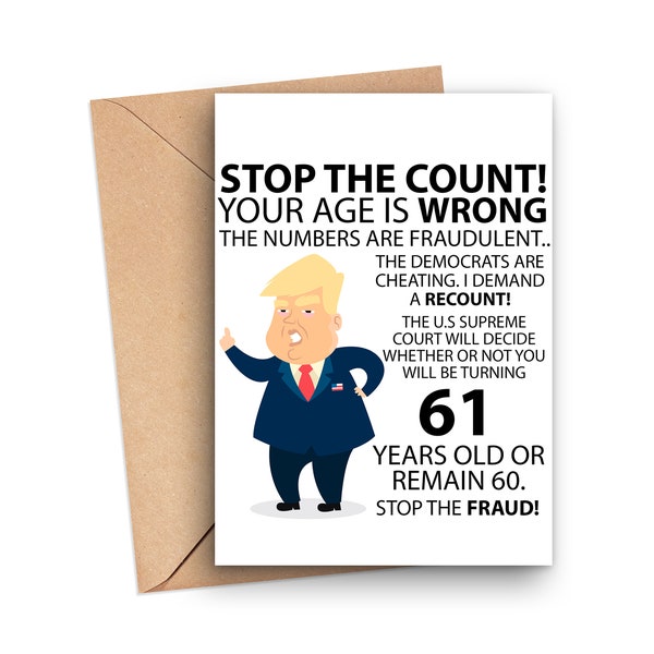 Funny 61st Birthday Card, Funny Trump 61st Birthday Card, Hilarious 61 Years Old Birthday Card, Funny Trump Birthday Card 2020 Elections