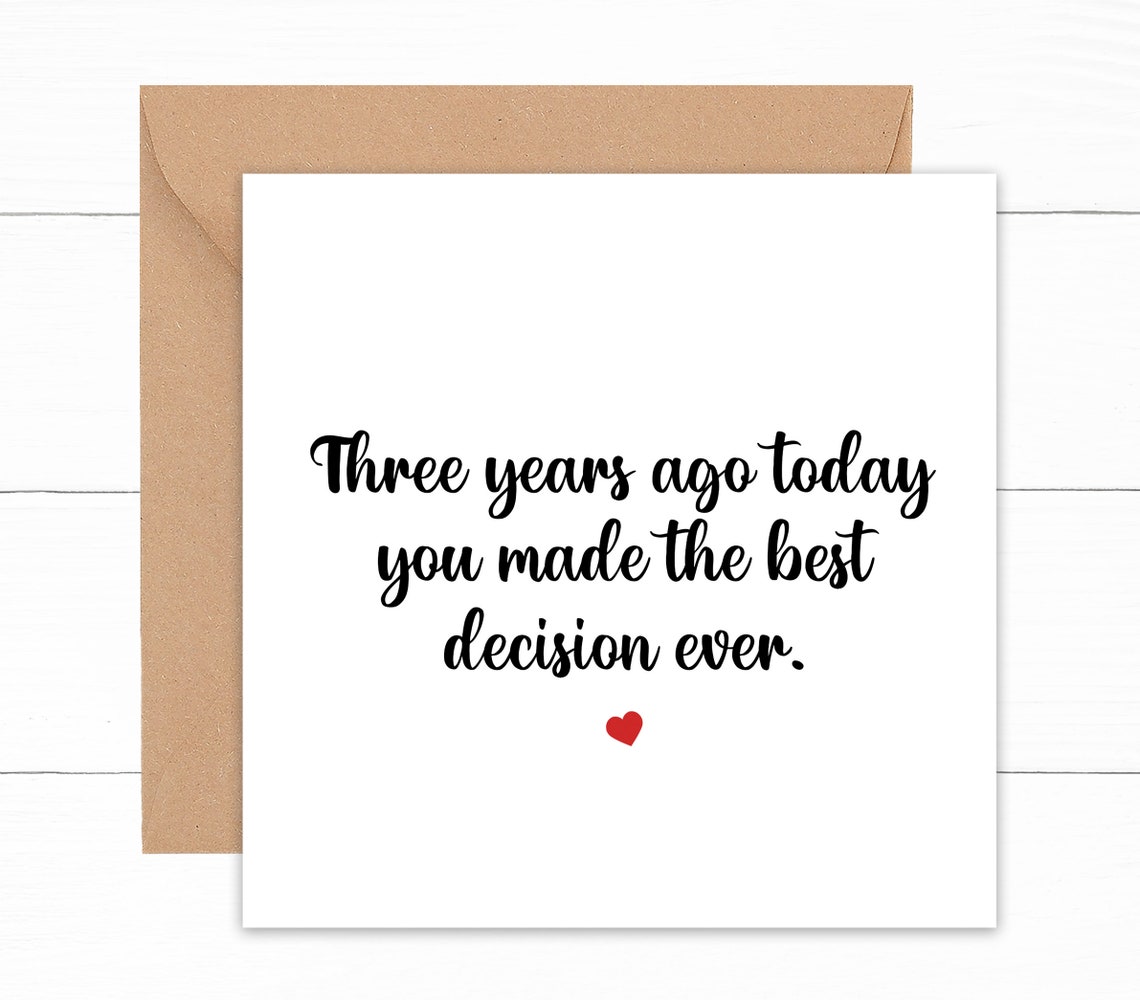 3rd Anniversary Card for Husband Funny 3 Year Anniversary - Etsy