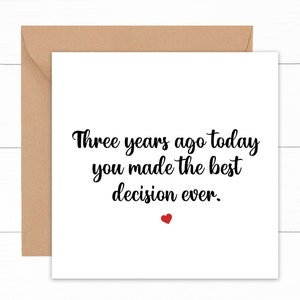 3rd Anniversary Card For Husband, Funny 3 Year Anniversary Card, Cute 3rd Anniversary Card, 3 Years Together Card, 3 Years Married Card