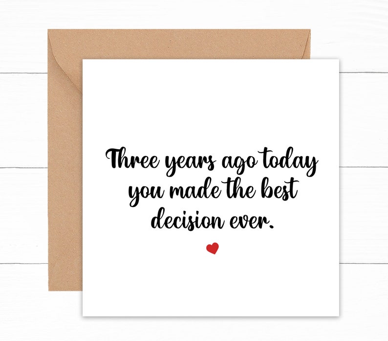 3rd Anniversary Card for Husband Funny 3 Year Anniversary - Etsy