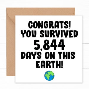 16th Birthday Card, Funny 16th Birthday Card, Congratulations Card, Happy 16th Birthday Card, Card For 16 Year Old, 16th Birthday Gift