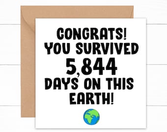 16th Birthday Card, Funny 16th Birthday Card, Congratulations Card, Happy 16th Birthday Card, Card For 16 Year Old, 16th Birthday Gift